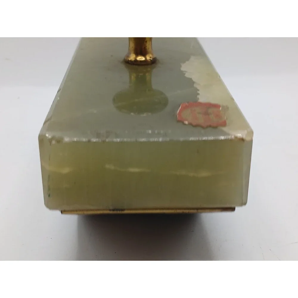 Vintage Genuine Brazilian Onyx Green Ink Roller Blotter Brass Handle 5
